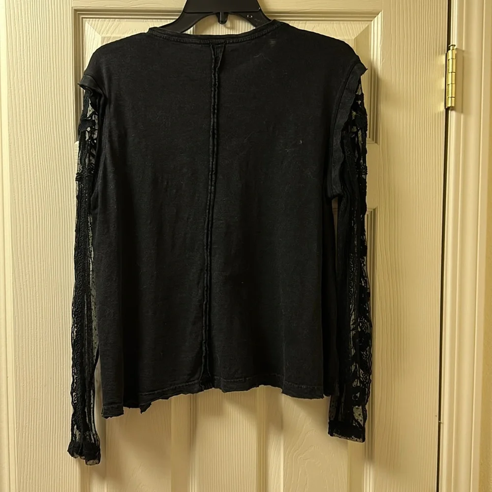 Free People Black Long Sleeve Top